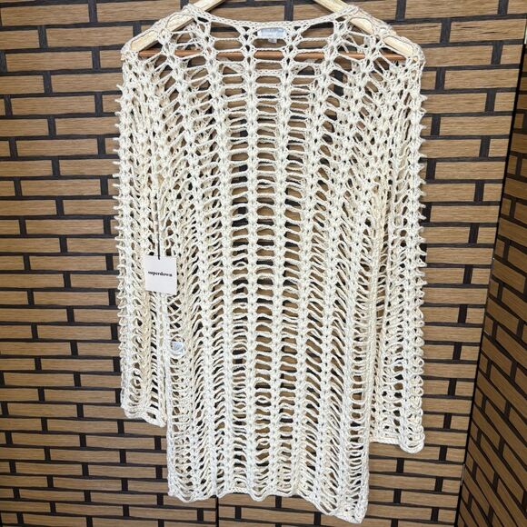 Super Down Ivory Miranda Crochet Mini Dress Size Medium - Picture 2 of 7